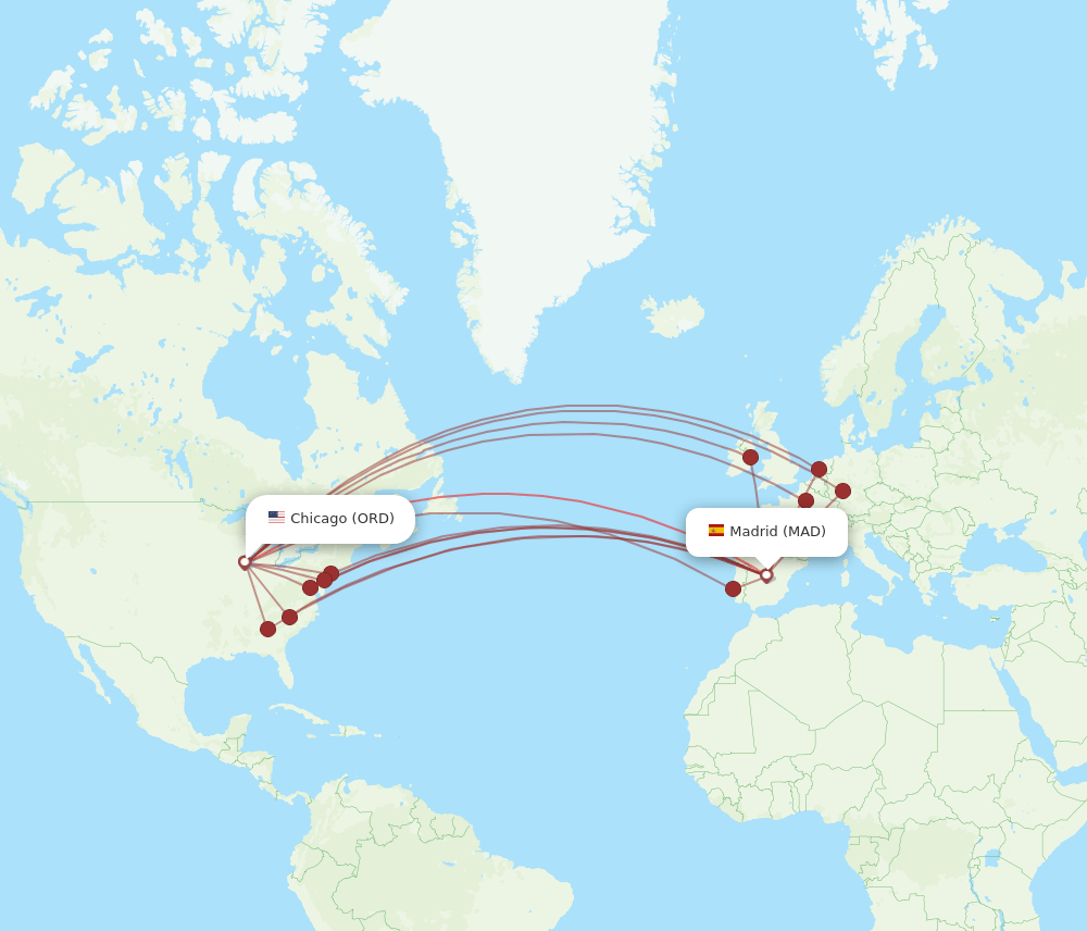 MAD-ORD flight routes