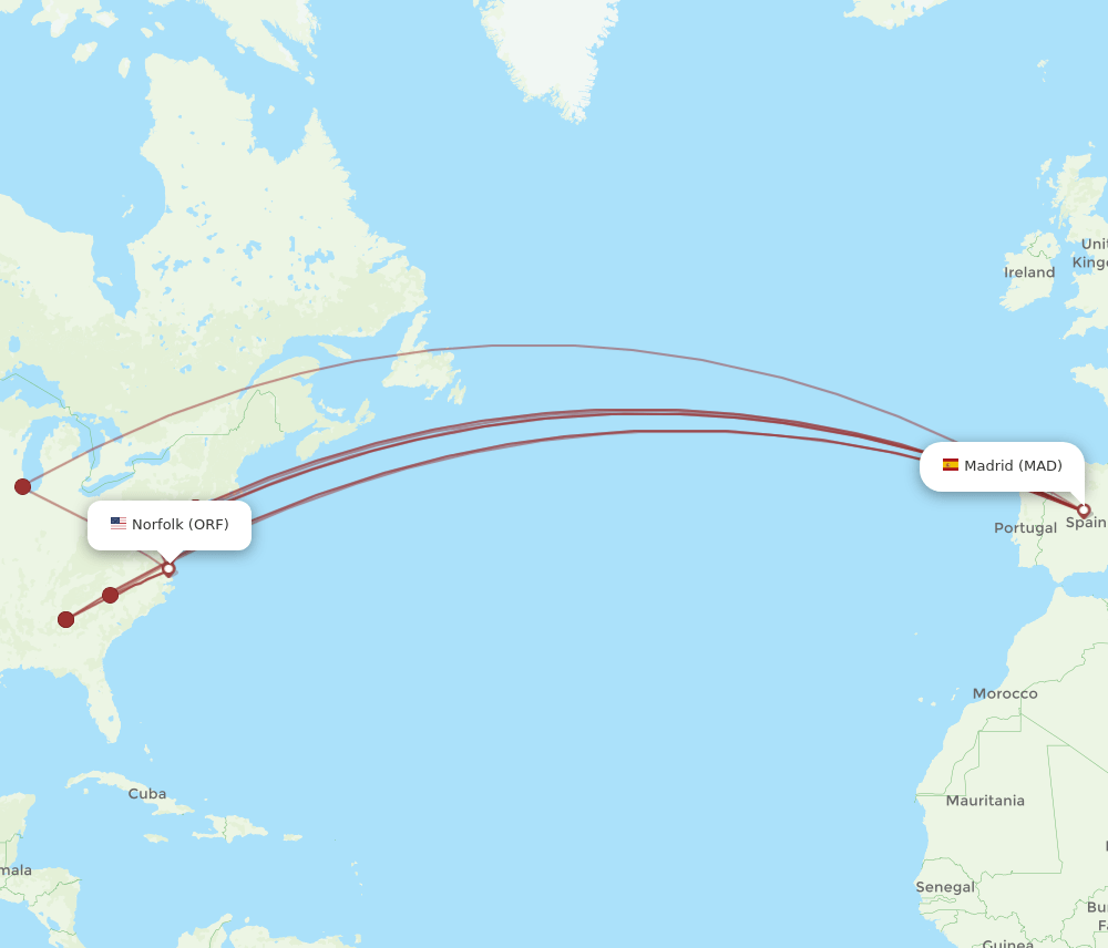 MAD-ORF flight routes