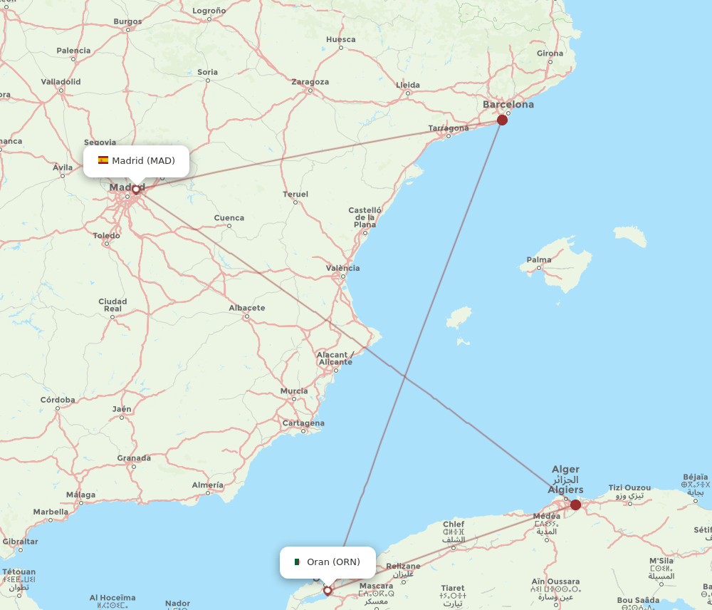 MAD-ORN flight routes