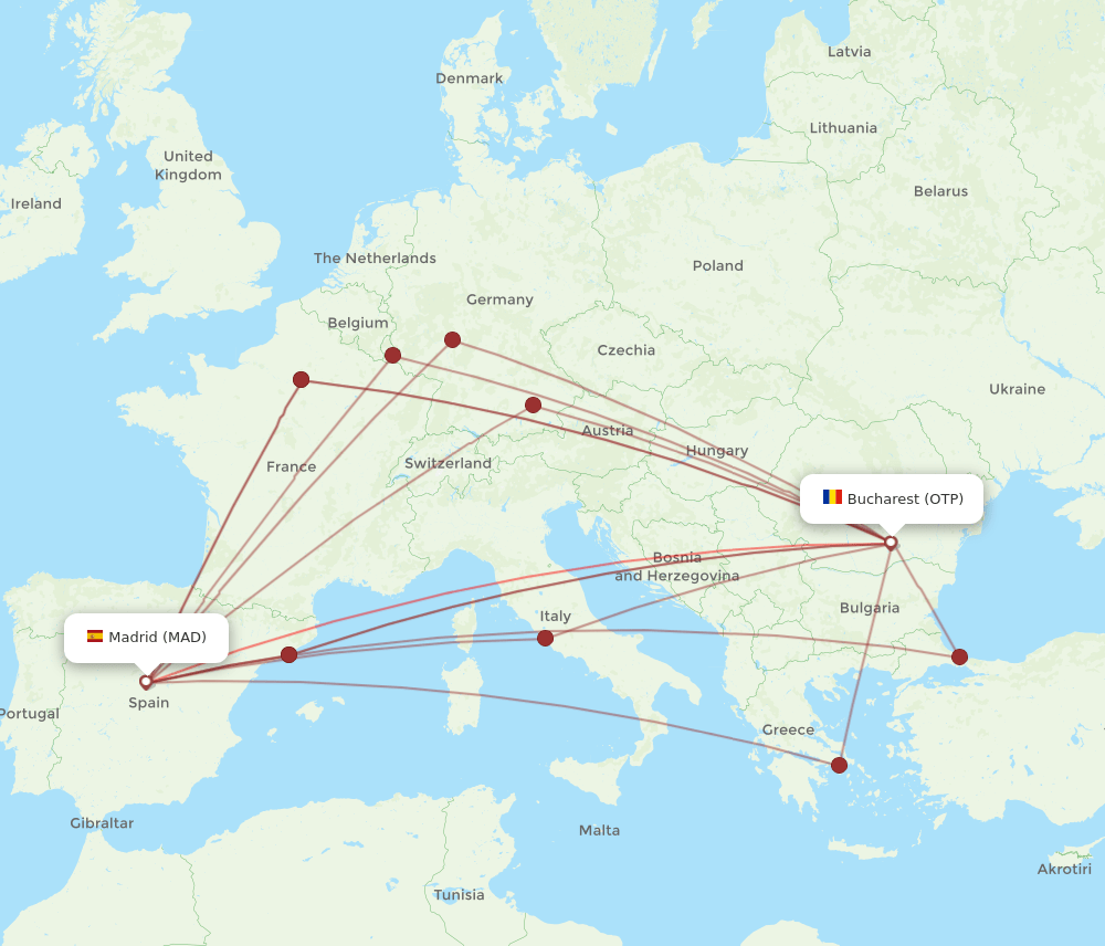 MAD-OTP flight routes