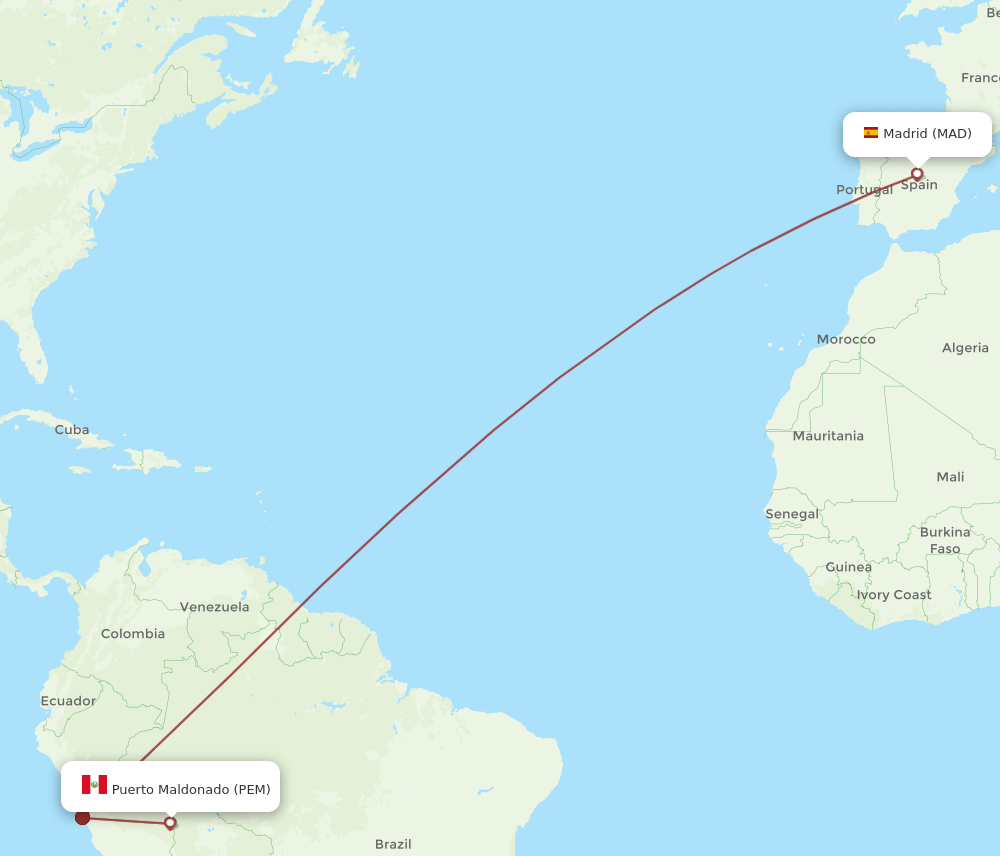 MAD to PEM flights and routes map