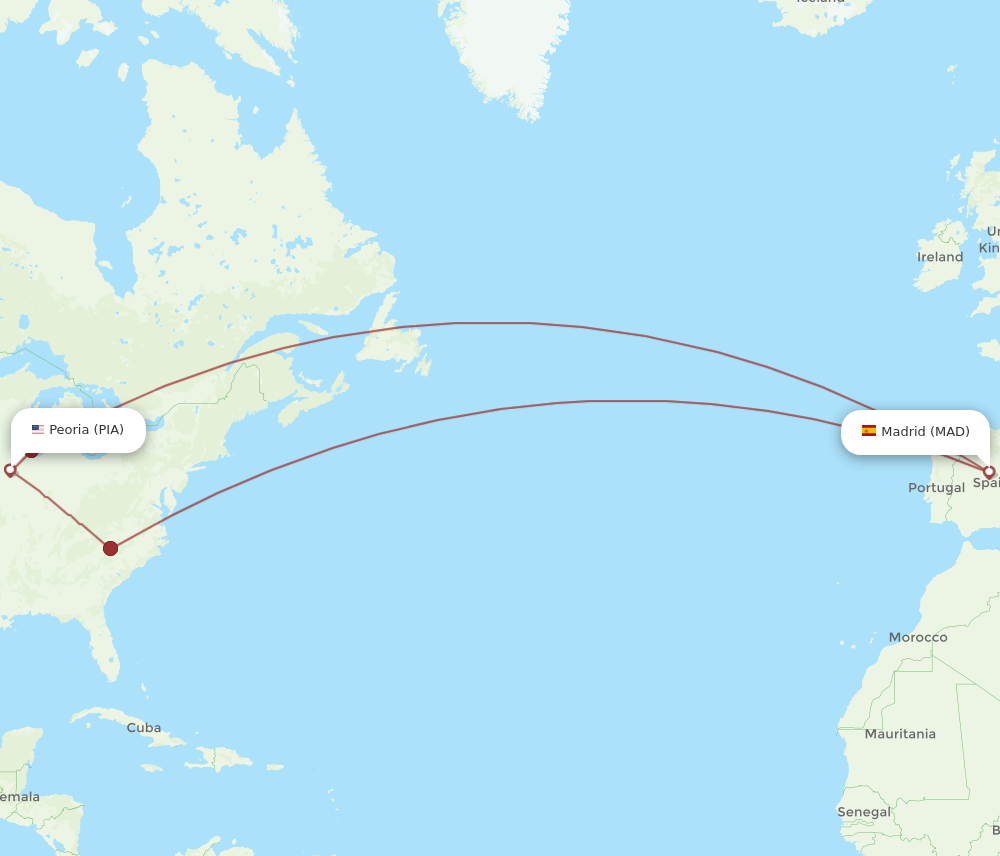 MAD-PIA flight routes