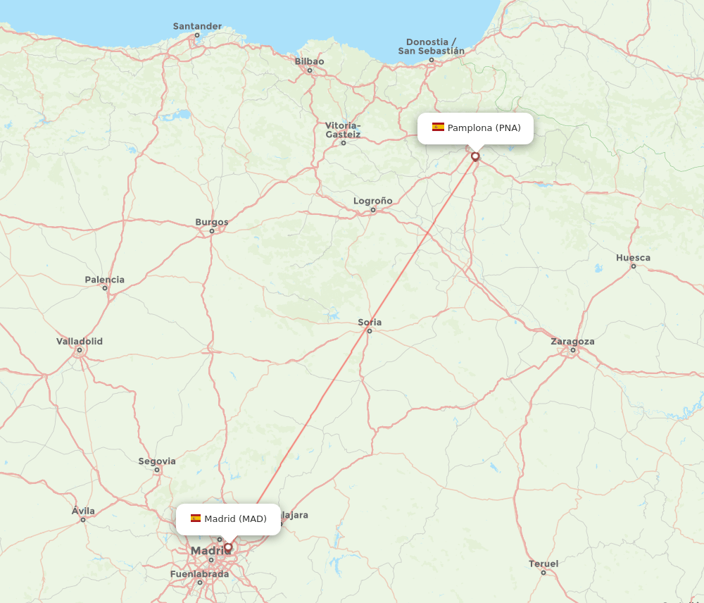 MAD to PNA flights and routes map