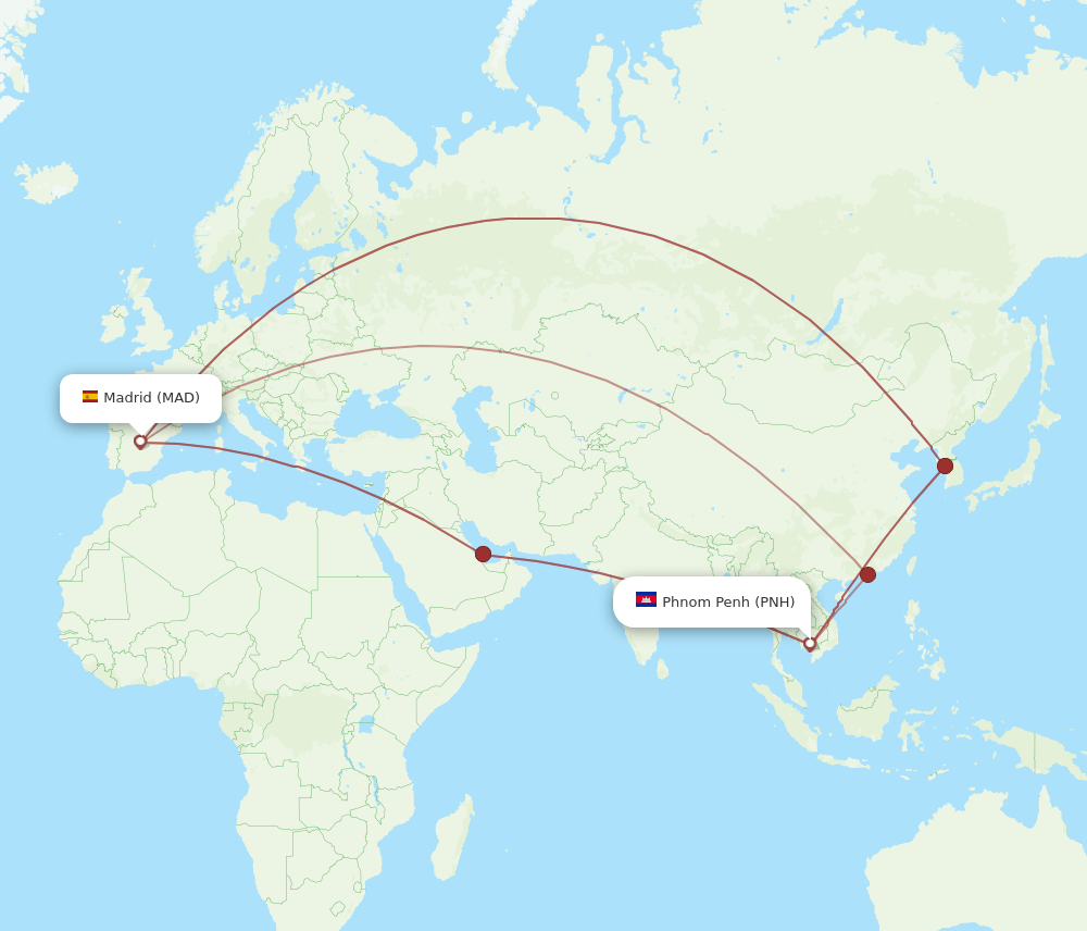 MAD to PNH flights and routes map