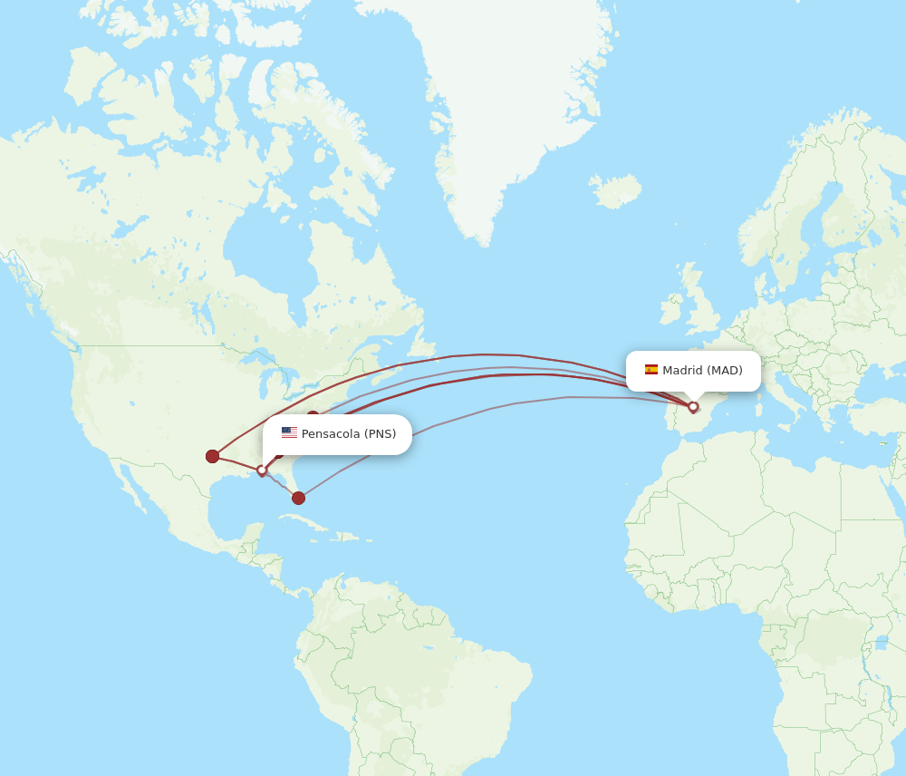 MAD-PNS flight routes