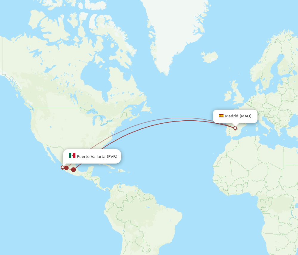 MAD to PVR flights and routes map