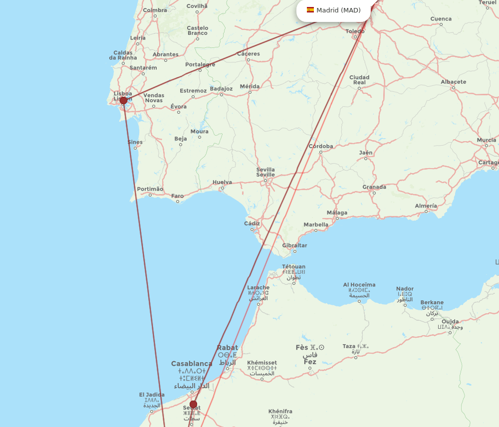 MAD to RAK flights and routes map