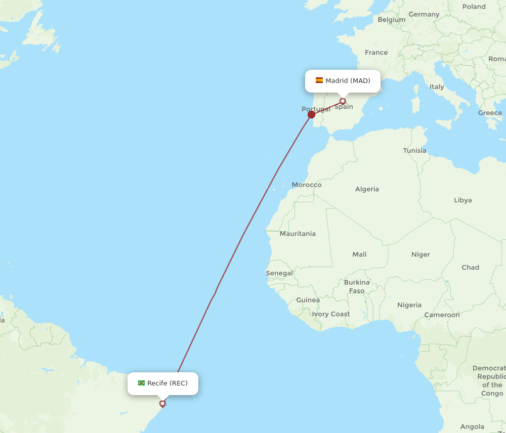 MAD to REC flights and routes map