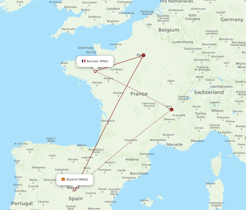 MAD-RNS flight routes