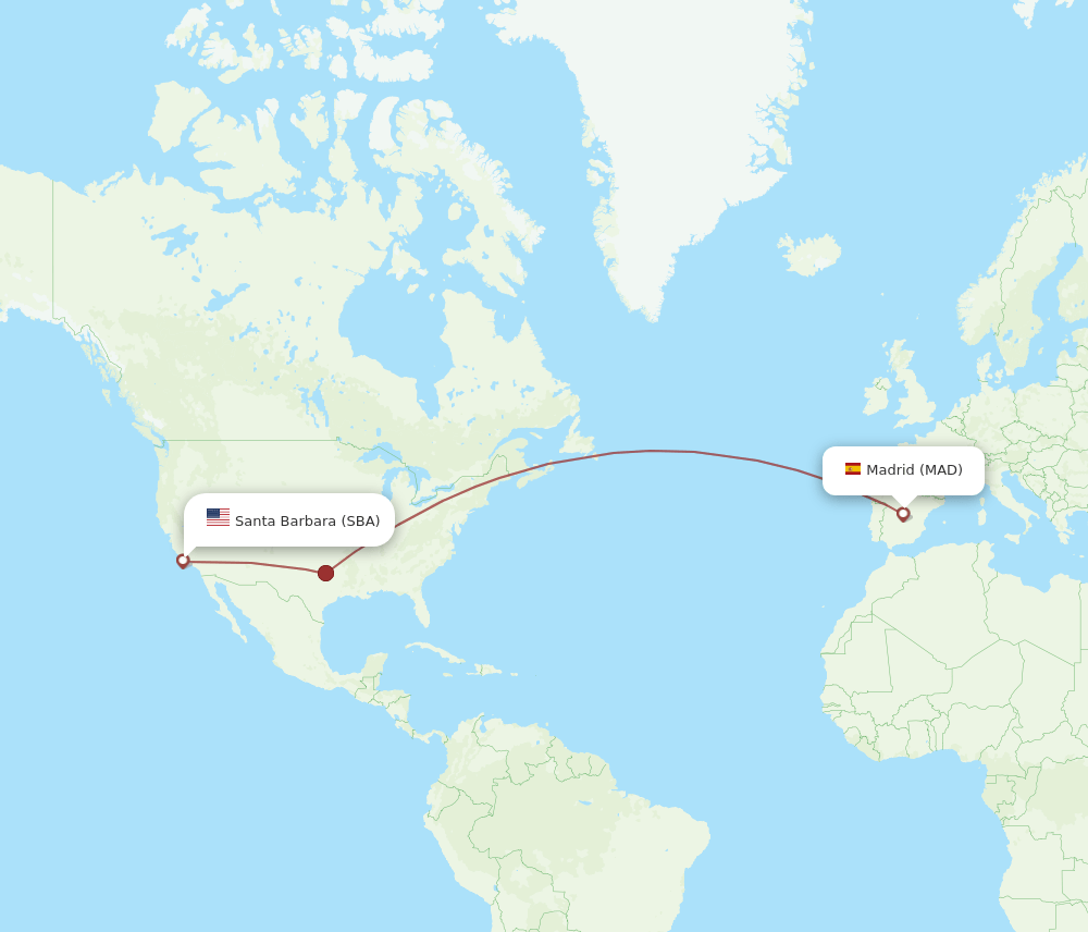MAD to SBA flights and routes map