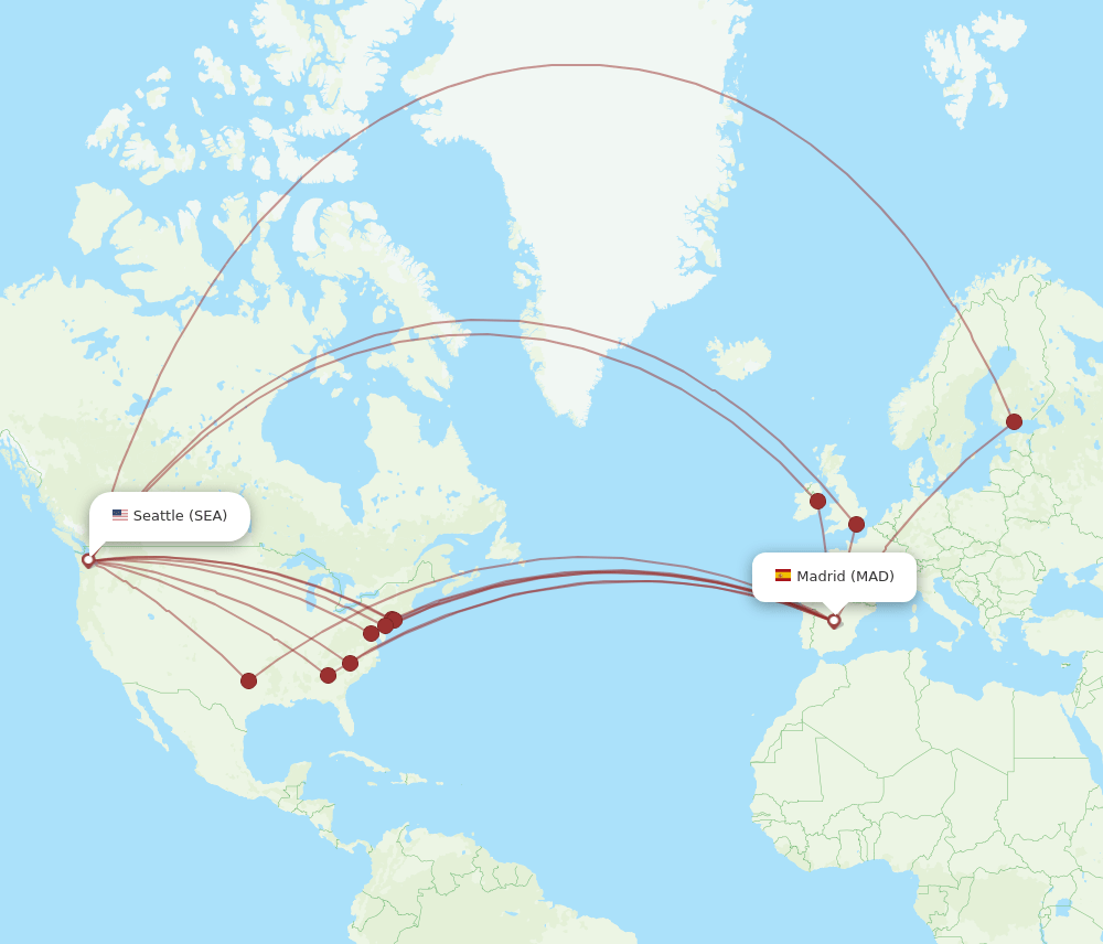 MAD-SEA flight routes