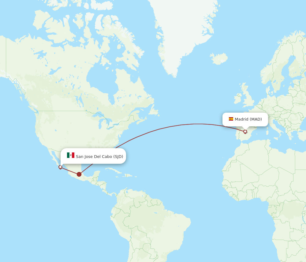 MAD to SJD flights and routes map