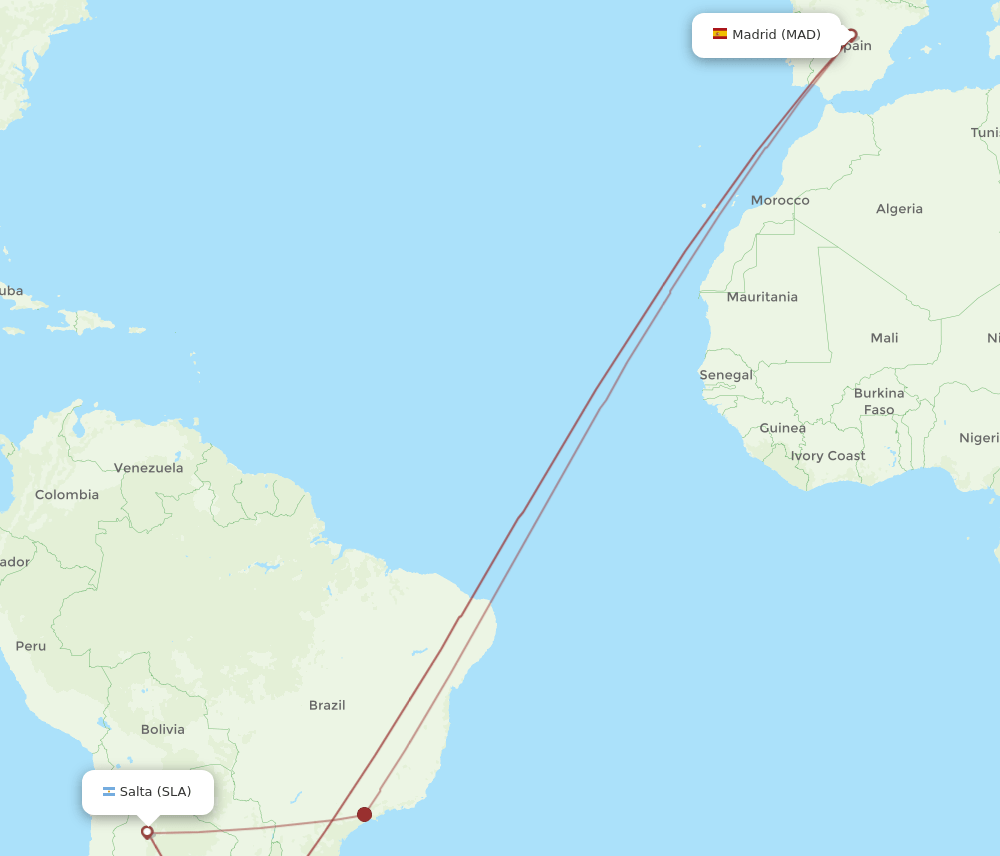 MAD-SLA flight routes