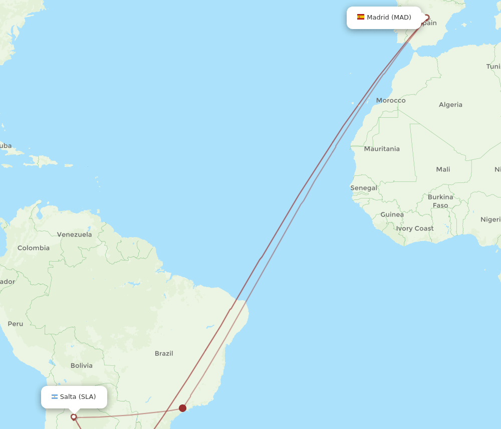 MAD to SLA flights and routes map