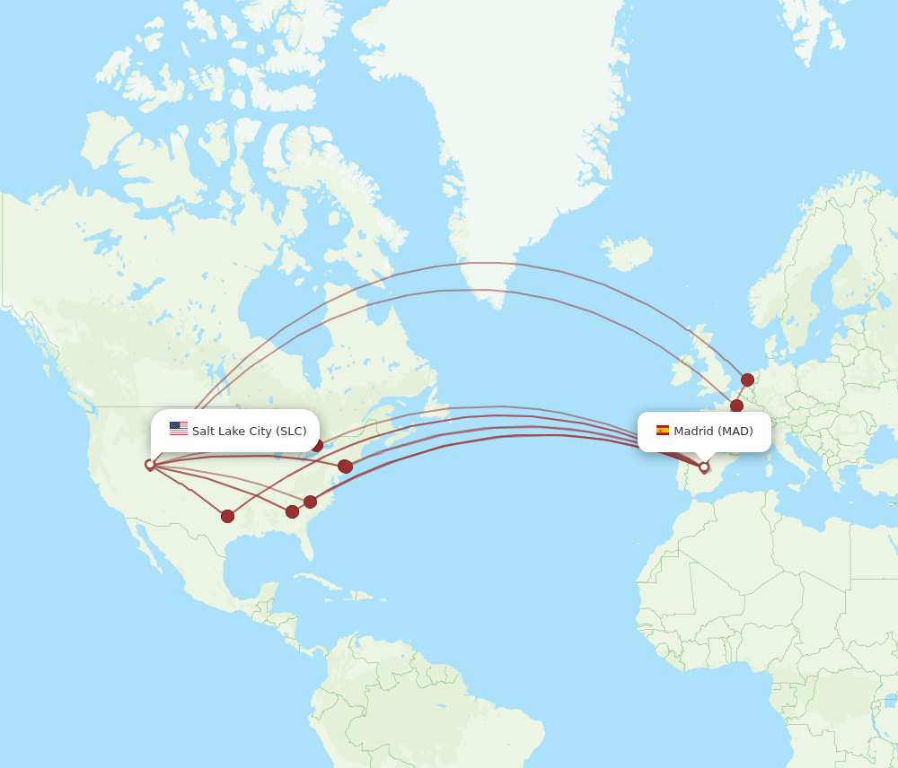 MAD to SLC flights and routes map