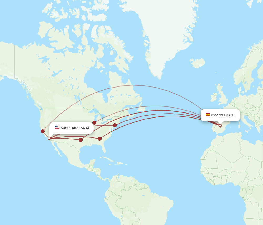 MAD-SNA flight routes