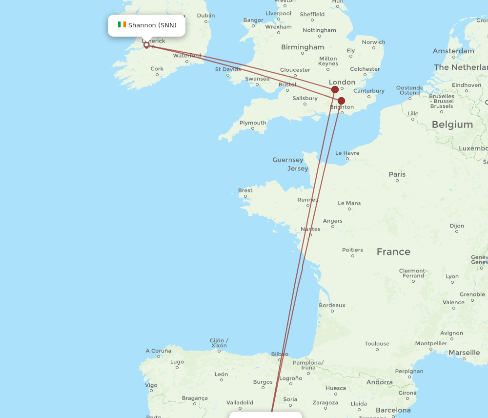 MAD-SNN flight routes
