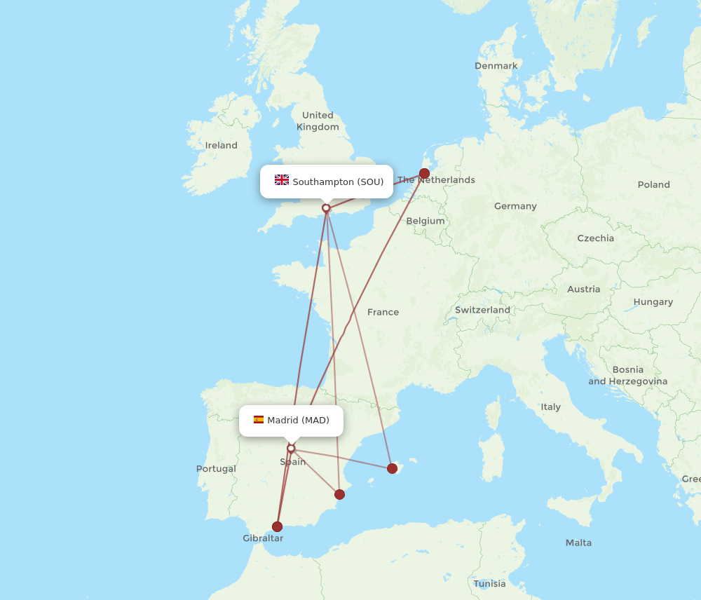 MAD-SOU flight routes