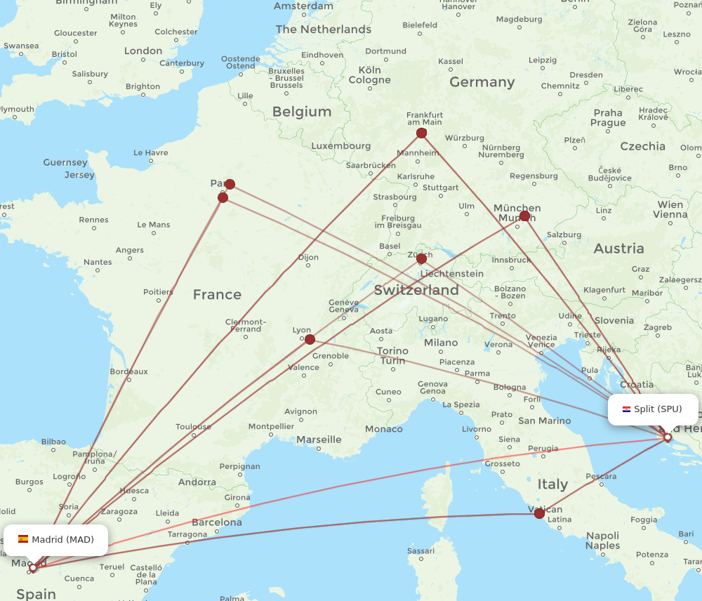 MAD-SPU flight routes