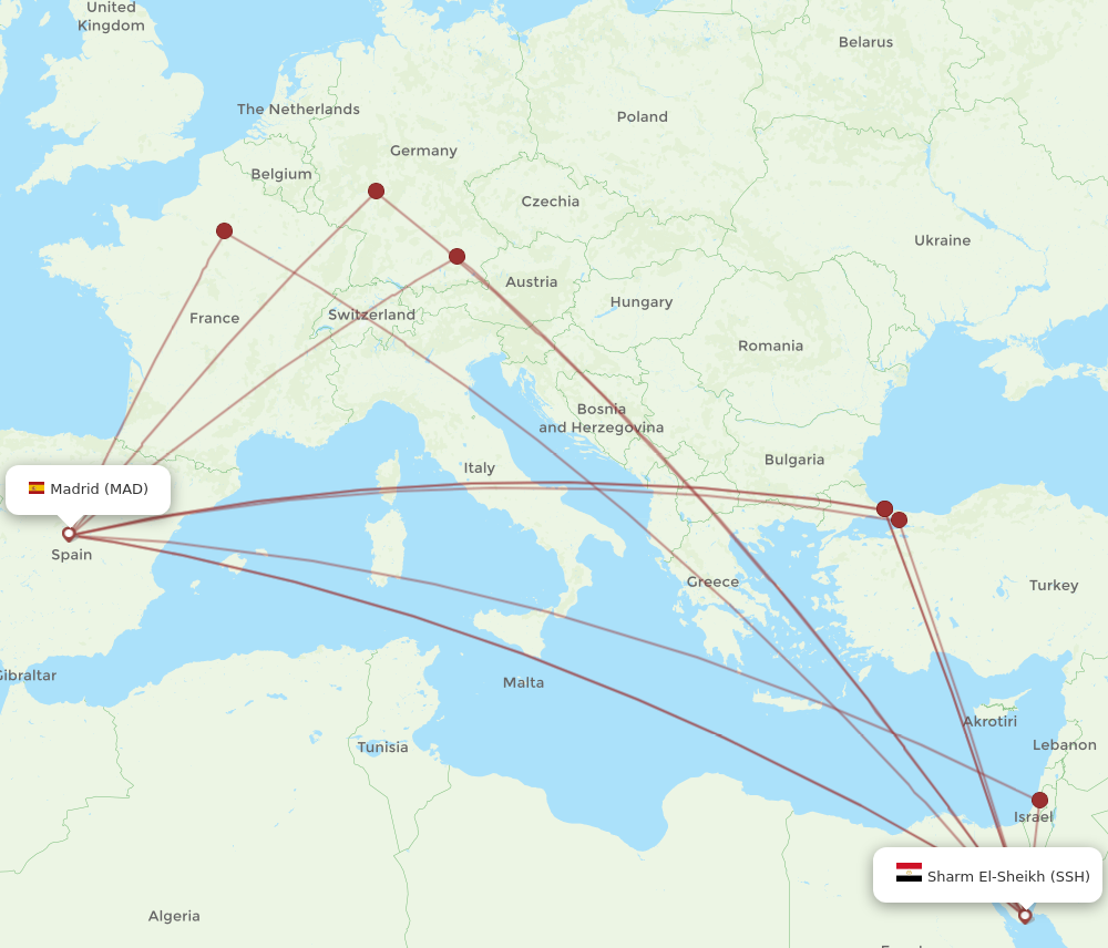 MAD to SSH flights and routes map
