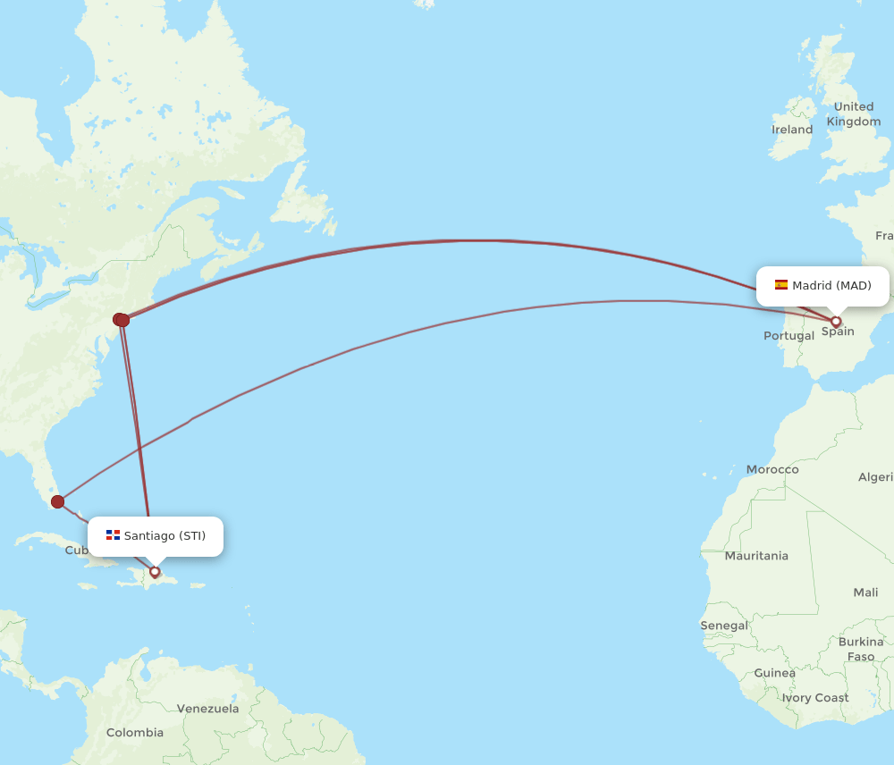 MAD-STI flight routes