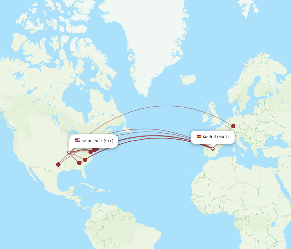 MAD to STL flights and routes map