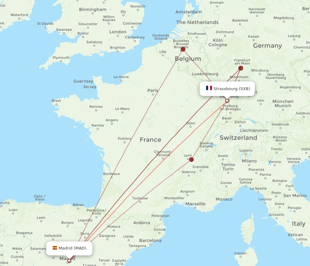 MAD-SXB flight routes
