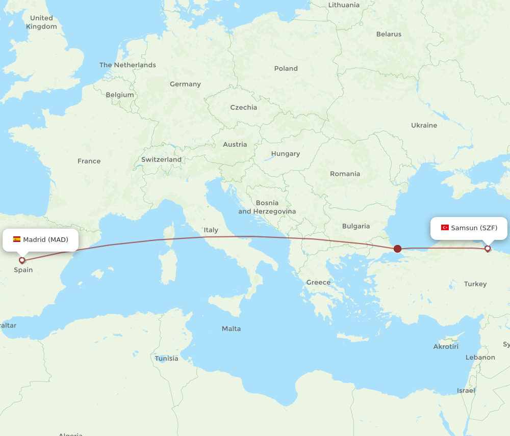 MAD-SZF flight routes