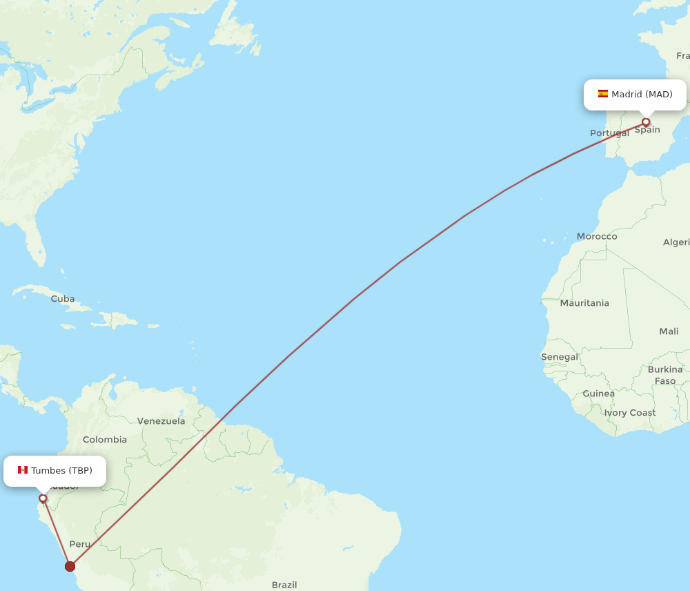 MAD-TBP flight routes