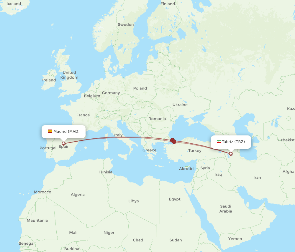 MAD-TBZ flight routes