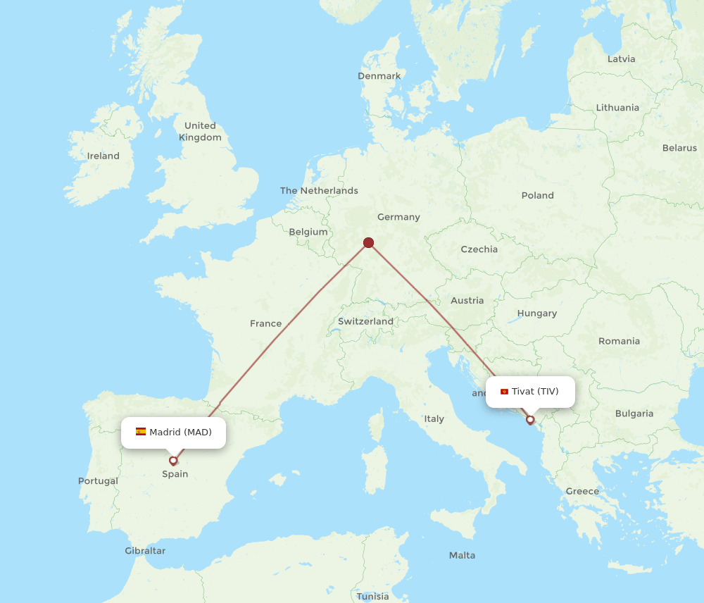 MAD to TIV flights and routes map