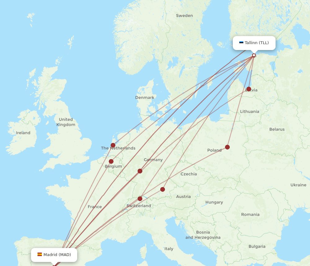 MAD-TLL flight routes