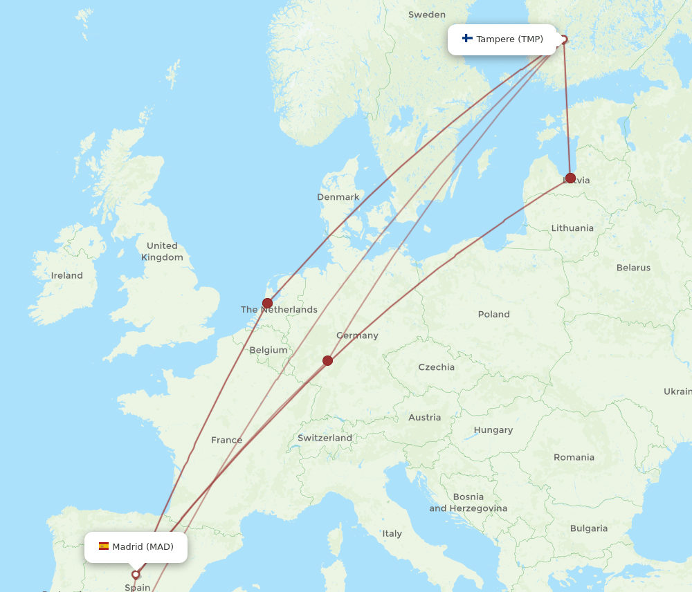 MAD-TMP flight routes