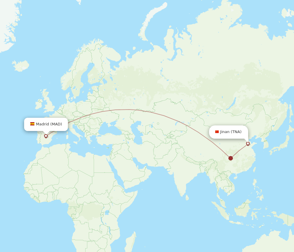MAD-TNA flight routes