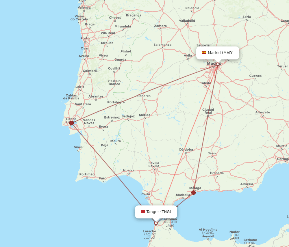 MAD-TNG flight routes