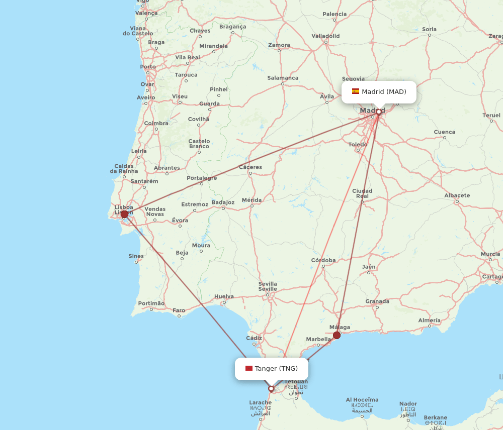 MAD to TNG flights and routes map