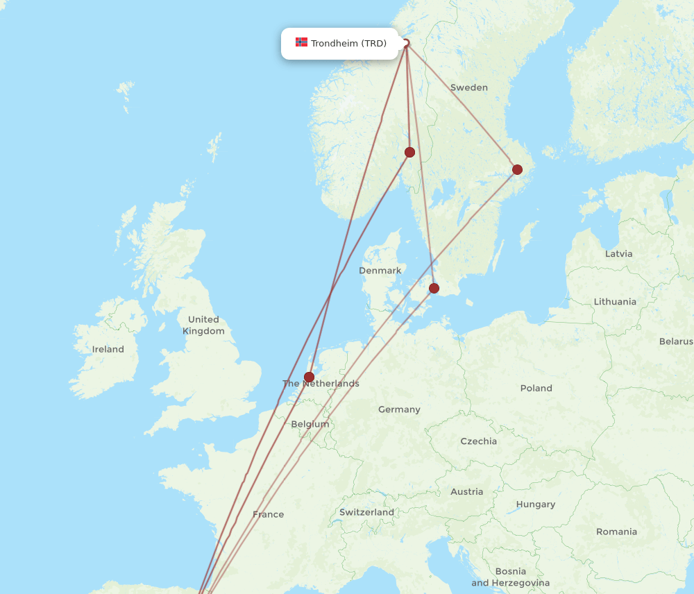 MAD-TRD flight routes