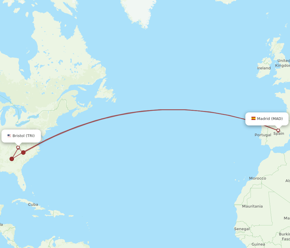 MAD-TRI flight routes