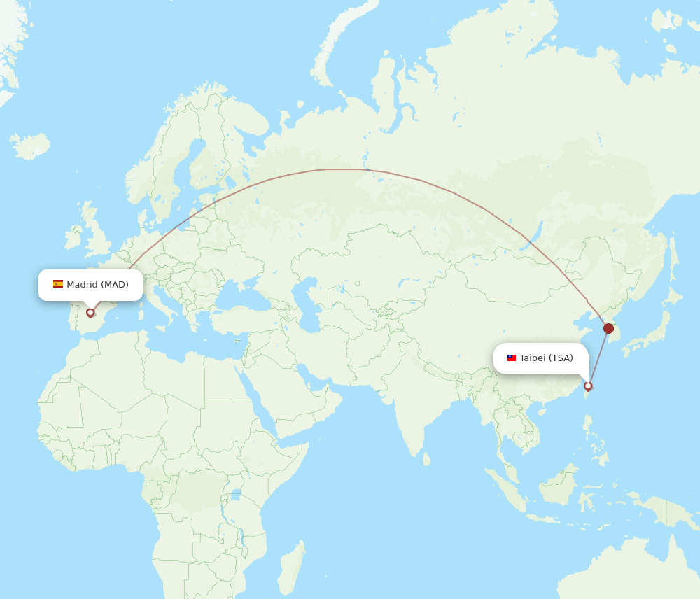 MAD to TSA flights and routes map