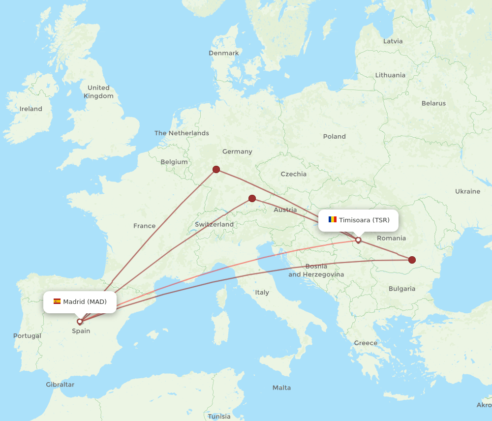 MAD-TSR flight routes