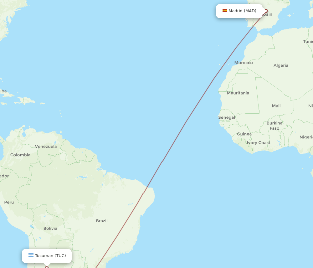 MAD-TUC flight routes