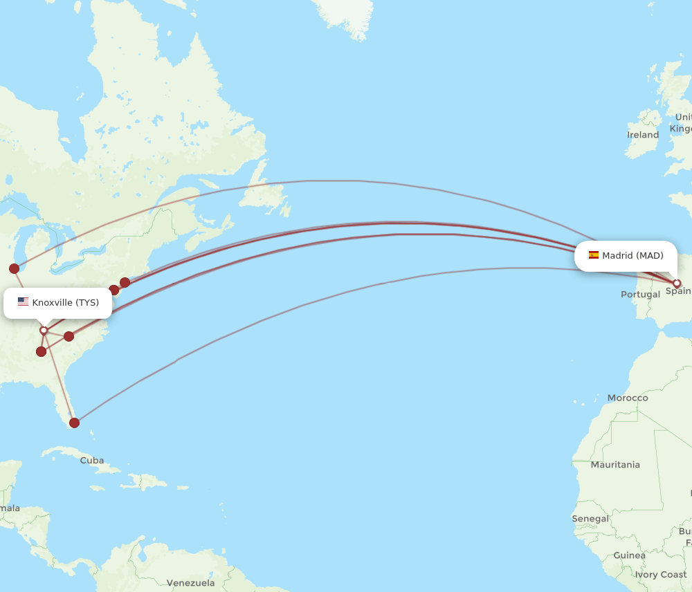 MAD-TYS flight routes