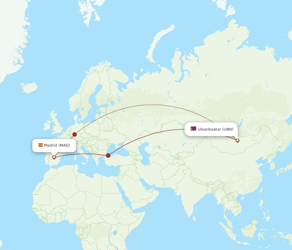 MAD-UBN flight routes