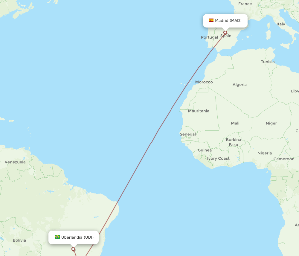 MAD-UDI flight routes