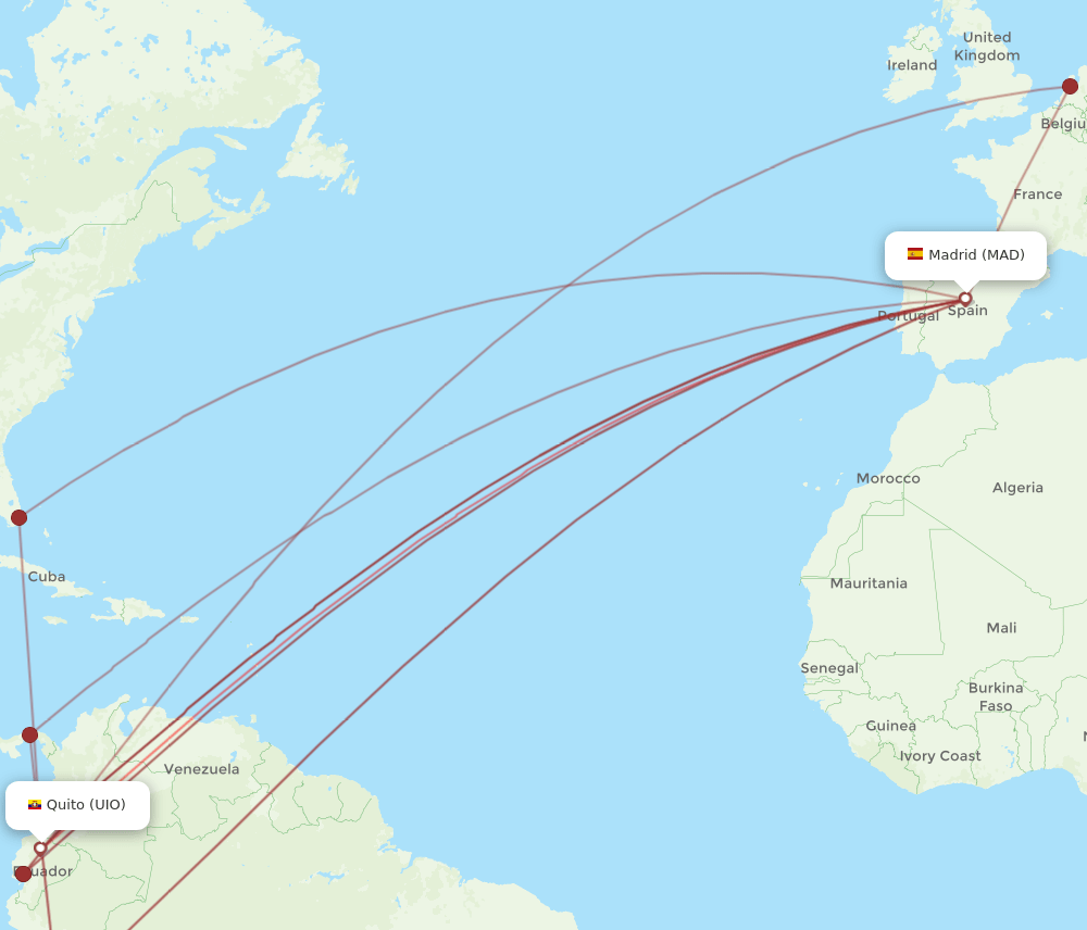 MAD-UIO flight routes