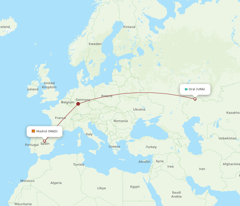 MAD-URA flight routes