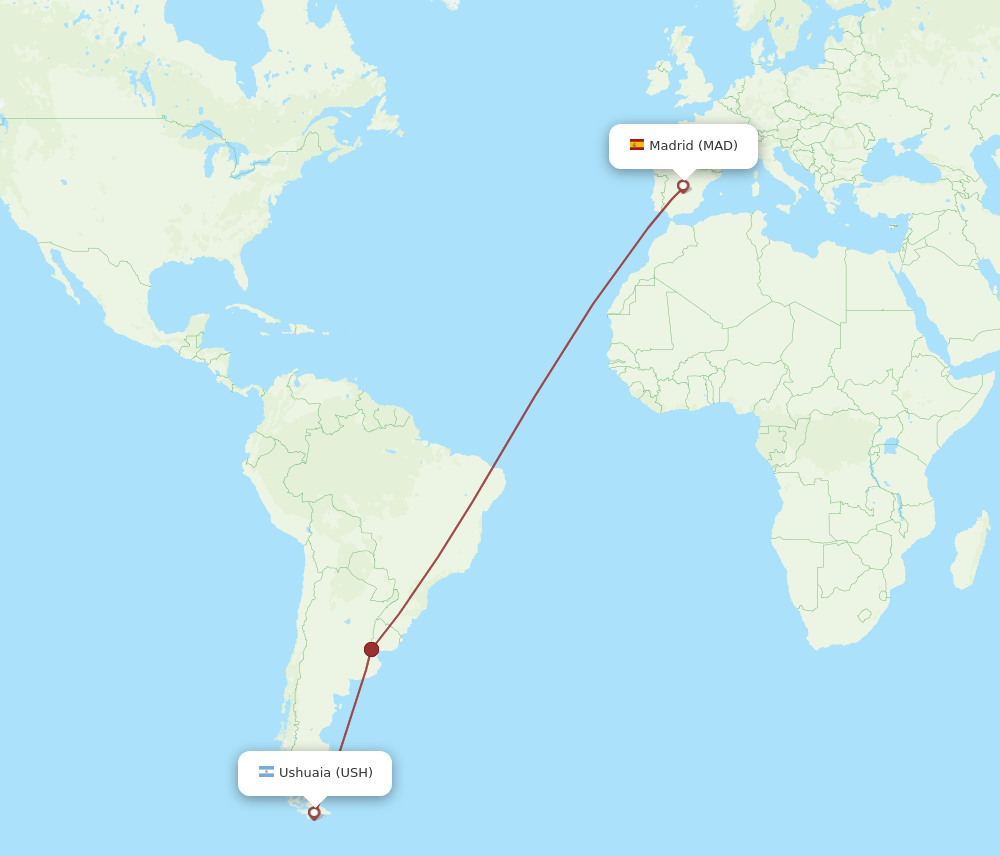 MAD-USH flight routes