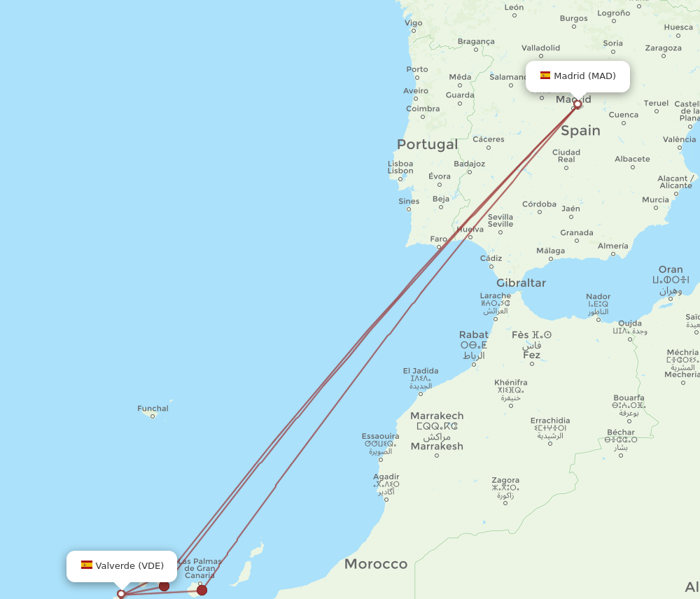 MAD to VDE flights and routes map