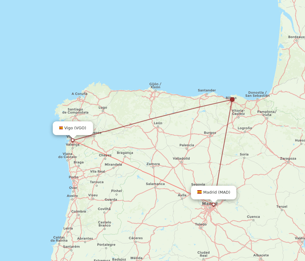 MAD to VGO flights and routes map