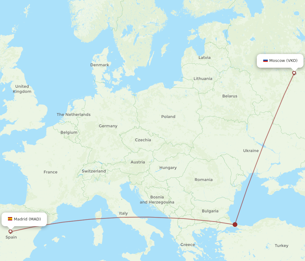 MAD to VKO flights and routes map